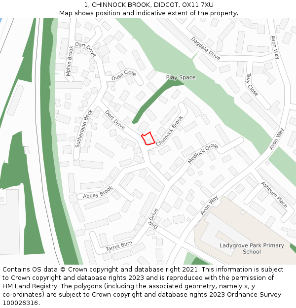 1, CHINNOCK BROOK, DIDCOT, OX11 7XU: Location map and indicative extent of plot