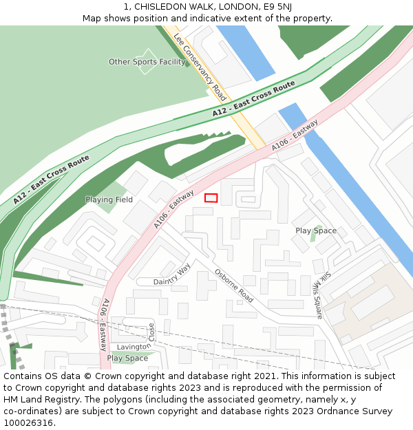 1, CHISLEDON WALK, LONDON, E9 5NJ: Location map and indicative extent of plot