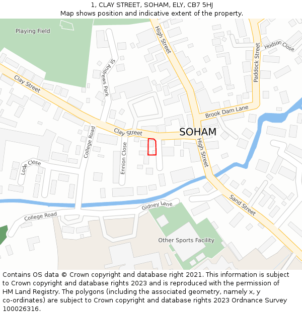 1, CLAY STREET, SOHAM, ELY, CB7 5HJ: Location map and indicative extent of plot