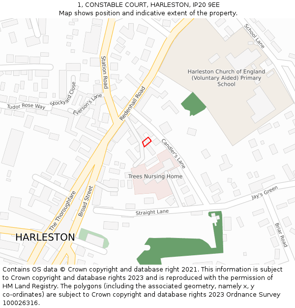1, CONSTABLE COURT, HARLESTON, IP20 9EE: Location map and indicative extent of plot