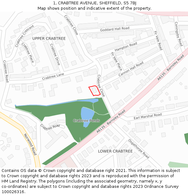 1, CRABTREE AVENUE, SHEFFIELD, S5 7BJ: Location map and indicative extent of plot