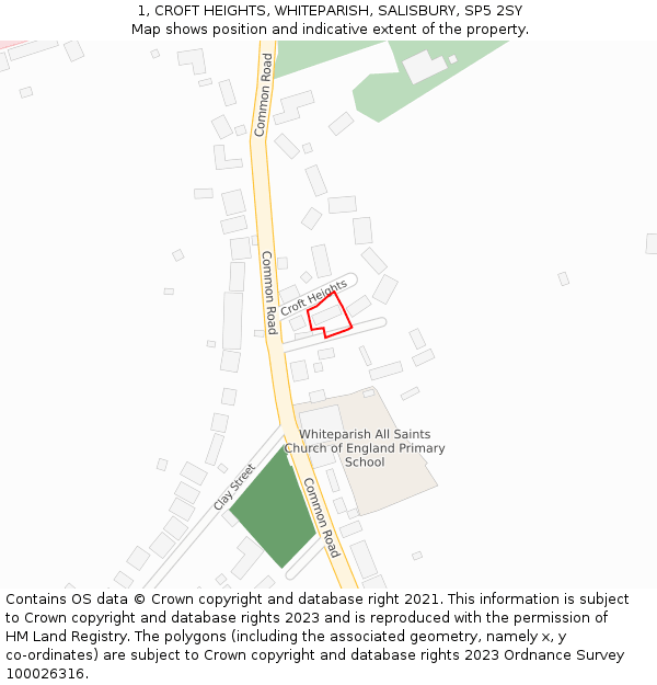 1, CROFT HEIGHTS, WHITEPARISH, SALISBURY, SP5 2SY: Location map and indicative extent of plot