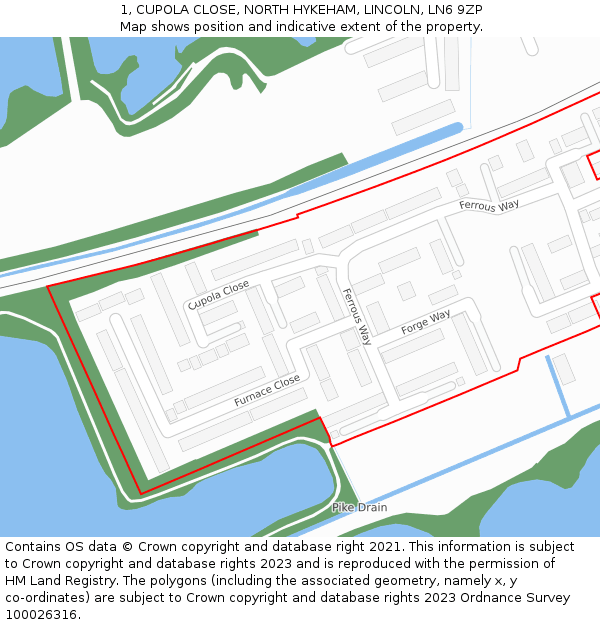 1, CUPOLA CLOSE, NORTH HYKEHAM, LINCOLN, LN6 9ZP: Location map and indicative extent of plot
