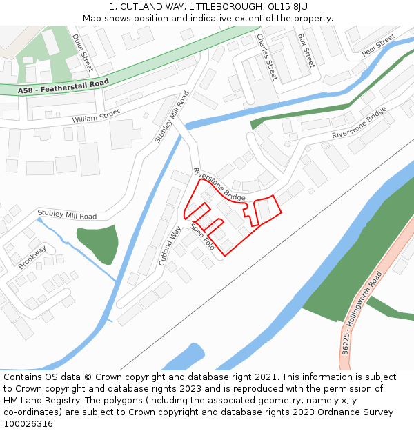 1, CUTLAND WAY, LITTLEBOROUGH, OL15 8JU: Location map and indicative extent of plot