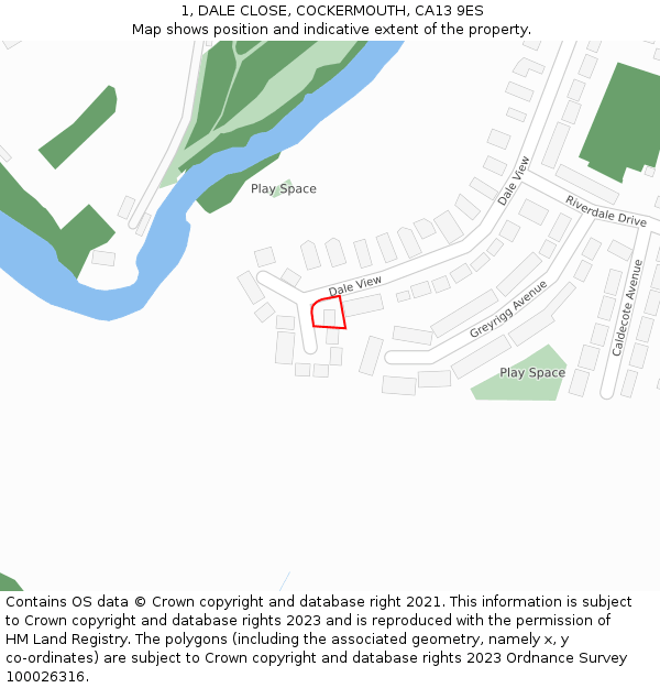 1, DALE CLOSE, COCKERMOUTH, CA13 9ES: Location map and indicative extent of plot