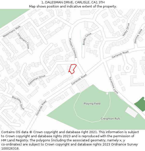 1, DALESMAN DRIVE, CARLISLE, CA1 3TH: Location map and indicative extent of plot