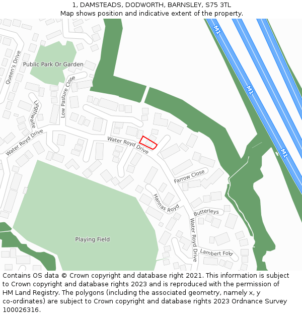1, DAMSTEADS, DODWORTH, BARNSLEY, S75 3TL: Location map and indicative extent of plot