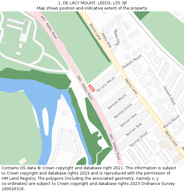 1, DE LACY MOUNT, LEEDS, LS5 3JF: Location map and indicative extent of plot