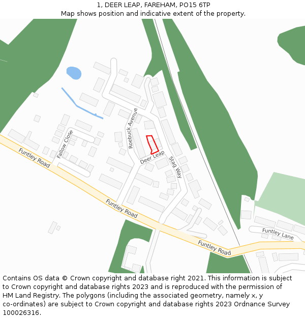 1, DEER LEAP, FAREHAM, PO15 6TP: Location map and indicative extent of plot