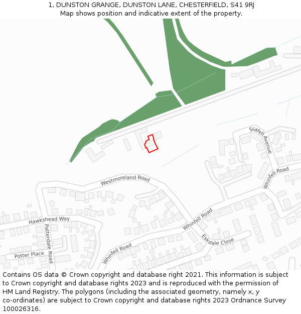 1, DUNSTON GRANGE, DUNSTON LANE, CHESTERFIELD, S41 9RJ: Location map and indicative extent of plot