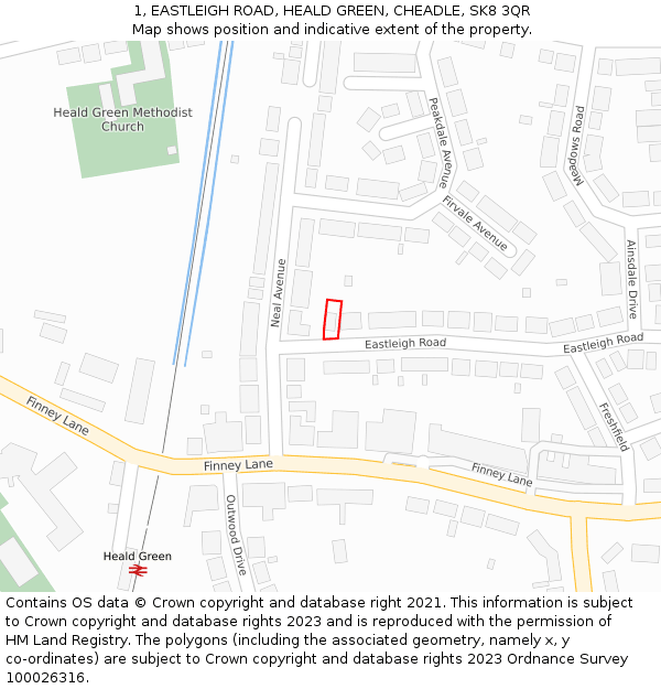1, EASTLEIGH ROAD, HEALD GREEN, CHEADLE, SK8 3QR: Location map and indicative extent of plot