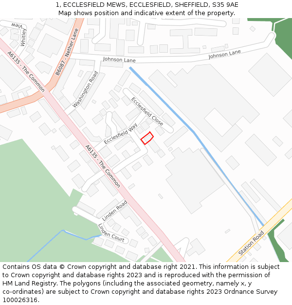 1, ECCLESFIELD MEWS, ECCLESFIELD, SHEFFIELD, S35 9AE: Location map and indicative extent of plot