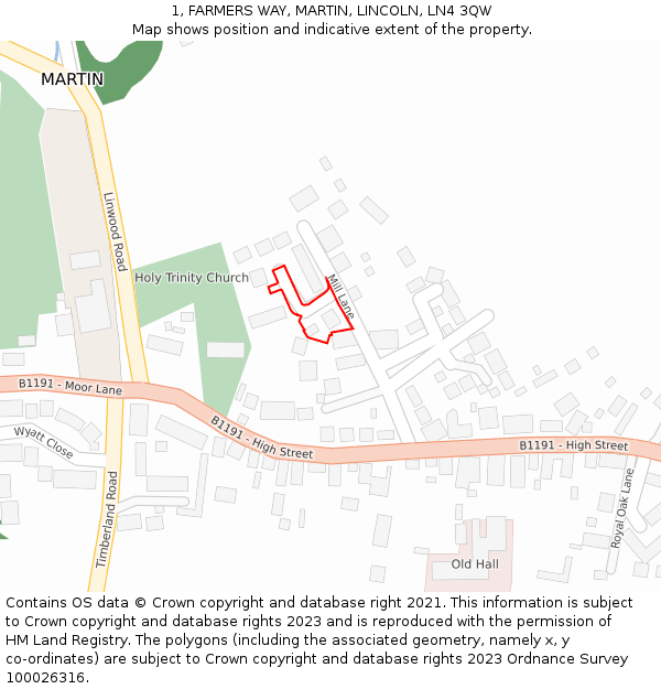 1, FARMERS WAY, MARTIN, LINCOLN, LN4 3QW: Location map and indicative extent of plot
