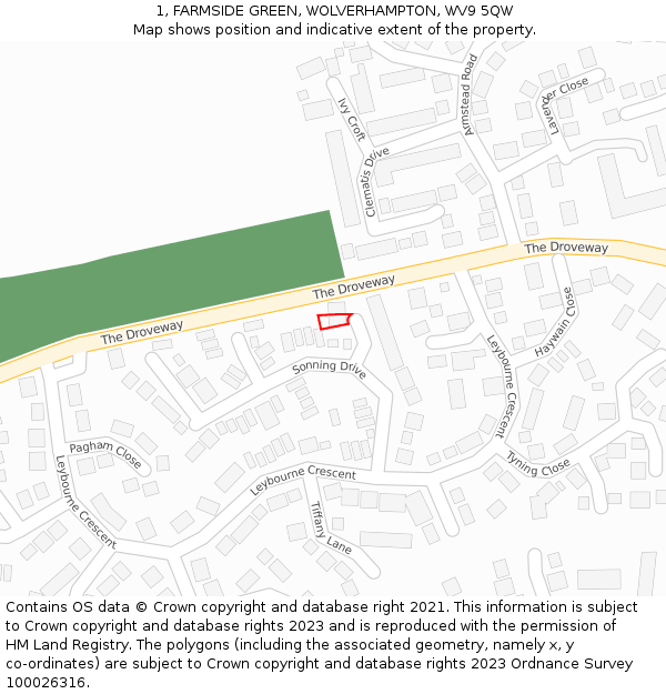 1, FARMSIDE GREEN, WOLVERHAMPTON, WV9 5QW: Location map and indicative extent of plot
