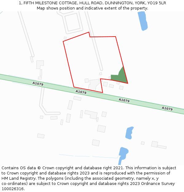 1, FIFTH MILESTONE COTTAGE, HULL ROAD, DUNNINGTON, YORK, YO19 5LR: Location map and indicative extent of plot