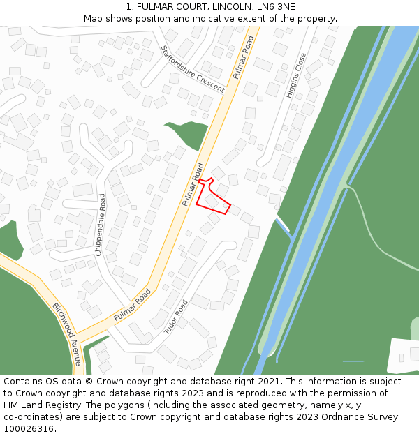 1, FULMAR COURT, LINCOLN, LN6 3NE: Location map and indicative extent of plot