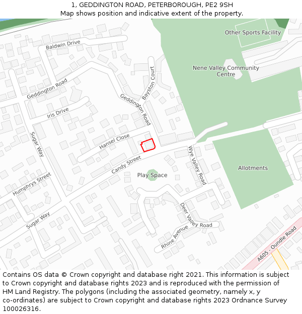 1, GEDDINGTON ROAD, PETERBOROUGH, PE2 9SH: Location map and indicative extent of plot