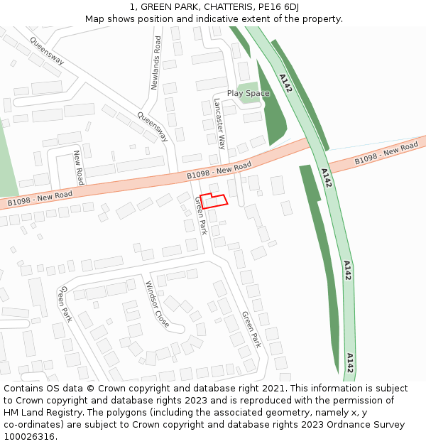 1, GREEN PARK, CHATTERIS, PE16 6DJ: Location map and indicative extent of plot