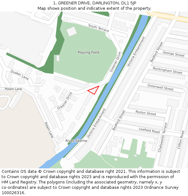 1, GREENER DRIVE, DARLINGTON, DL1 5JP: Location map and indicative extent of plot