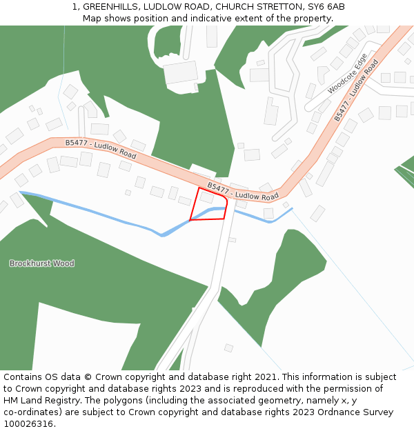 1, GREENHILLS, LUDLOW ROAD, CHURCH STRETTON, SY6 6AB: Location map and indicative extent of plot
