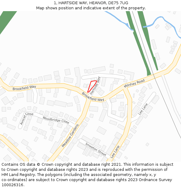 1, HARTSIDE WAY, HEANOR, DE75 7UG: Location map and indicative extent of plot