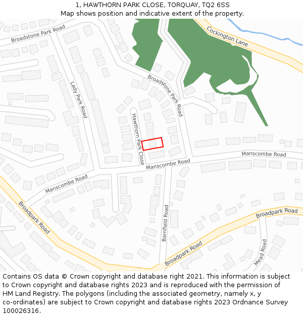 1, HAWTHORN PARK CLOSE, TORQUAY, TQ2 6SS: Location map and indicative extent of plot