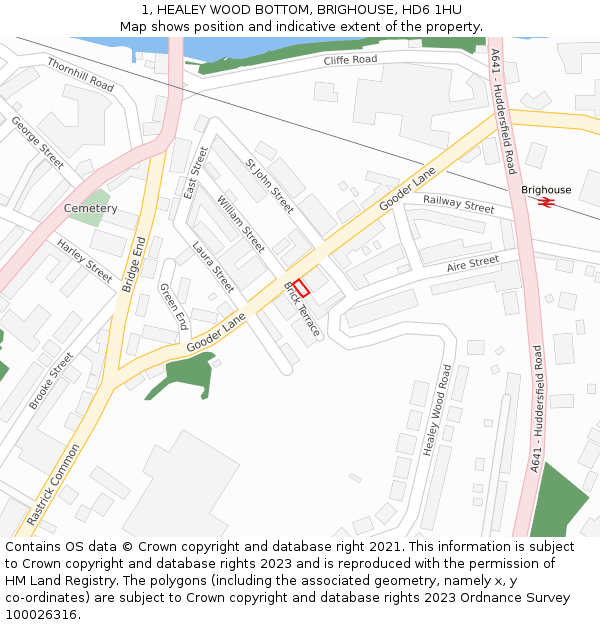 1, HEALEY WOOD BOTTOM, BRIGHOUSE, HD6 1HU: Location map and indicative extent of plot