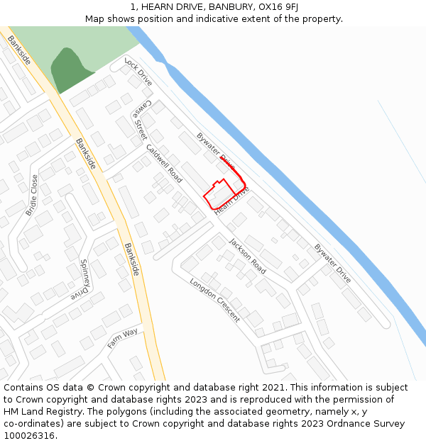 1, HEARN DRIVE, BANBURY, OX16 9FJ: Location map and indicative extent of plot