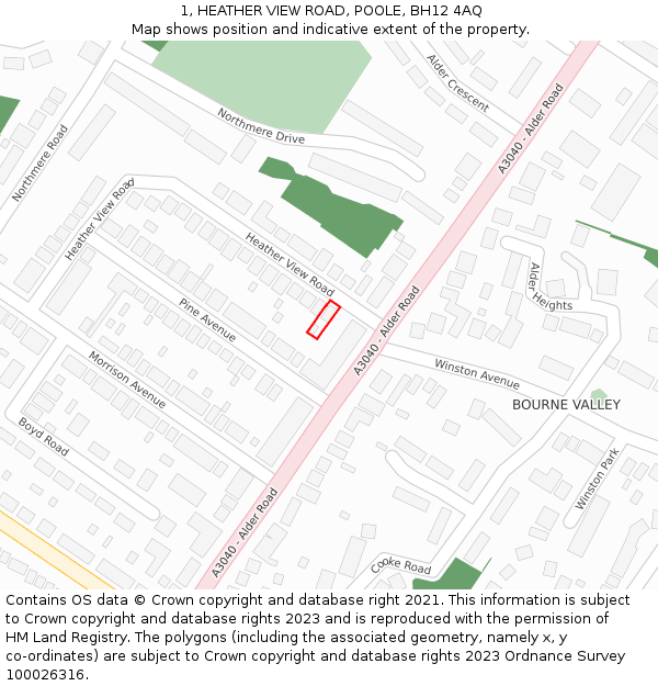 1, HEATHER VIEW ROAD, POOLE, BH12 4AQ: Location map and indicative extent of plot