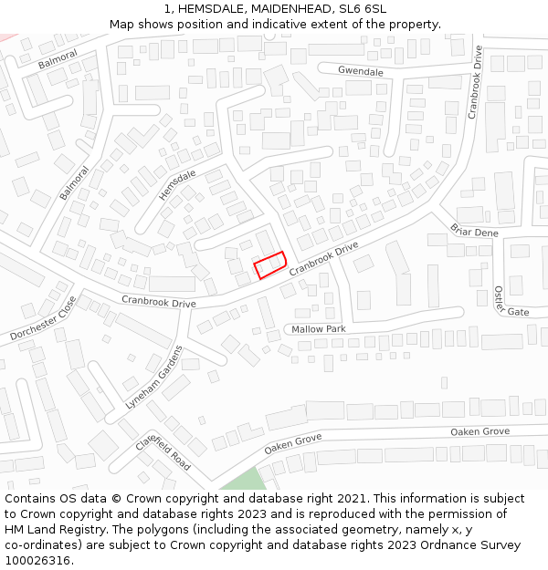 1, HEMSDALE, MAIDENHEAD, SL6 6SL: Location map and indicative extent of plot