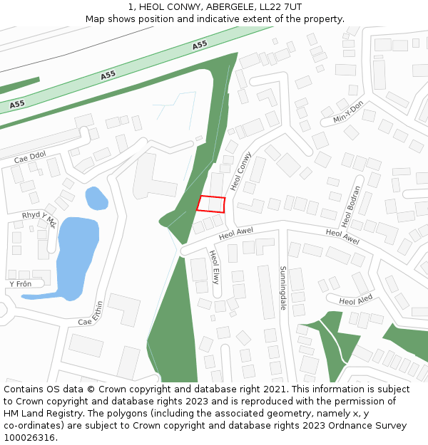 1, HEOL CONWY, ABERGELE, LL22 7UT: Location map and indicative extent of plot