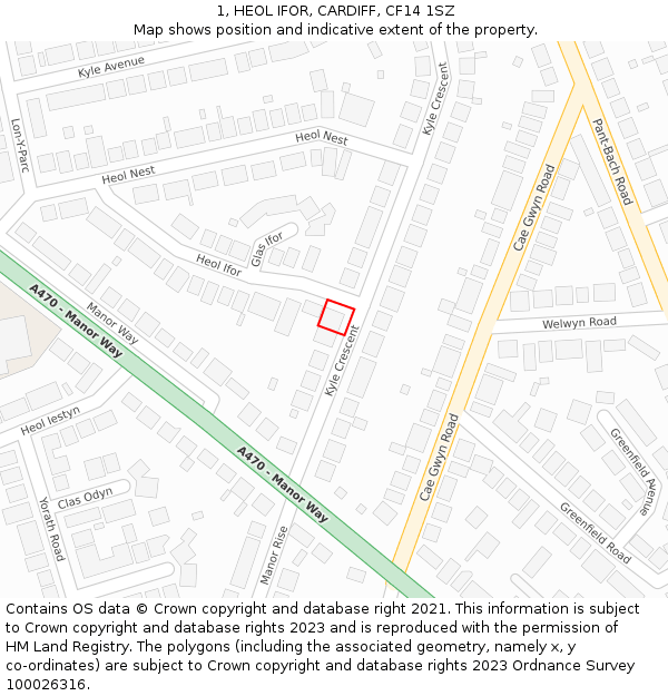 1, HEOL IFOR, CARDIFF, CF14 1SZ: Location map and indicative extent of plot