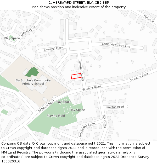 1, HEREWARD STREET, ELY, CB6 3BP: Location map and indicative extent of plot