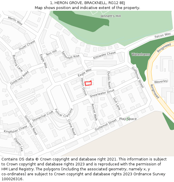 1, HERON GROVE, BRACKNELL, RG12 8EJ: Location map and indicative extent of plot