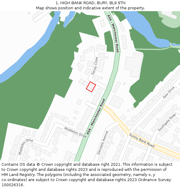 1, HIGH BANK ROAD, BURY, BL9 9TN: Location map and indicative extent of plot