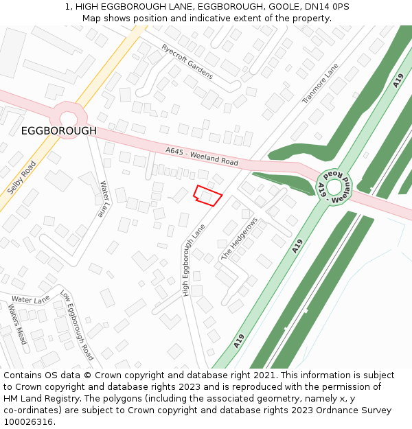 1, HIGH EGGBOROUGH LANE, EGGBOROUGH, GOOLE, DN14 0PS: Location map and indicative extent of plot