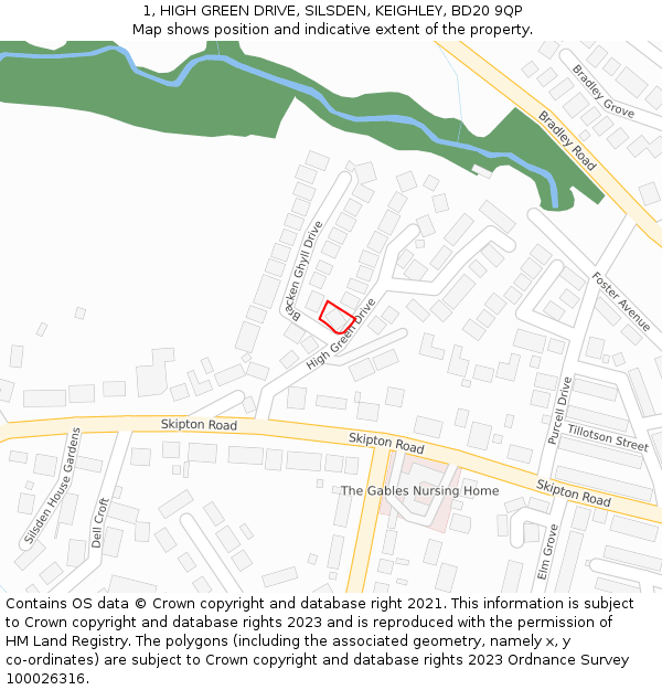 1, HIGH GREEN DRIVE, SILSDEN, KEIGHLEY, BD20 9QP: Location map and indicative extent of plot