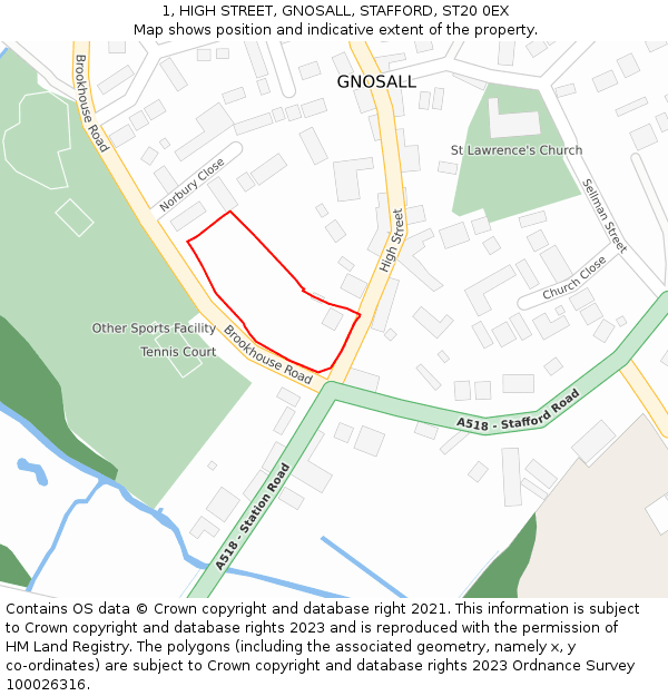 1, HIGH STREET, GNOSALL, STAFFORD, ST20 0EX: Location map and indicative extent of plot