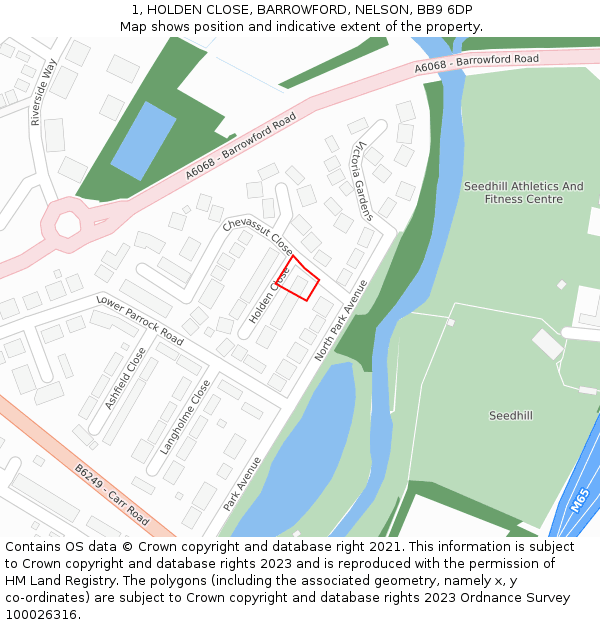 1, HOLDEN CLOSE, BARROWFORD, NELSON, BB9 6DP: Location map and indicative extent of plot