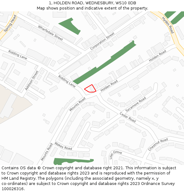 1, HOLDEN ROAD, WEDNESBURY, WS10 0DB: Location map and indicative extent of plot