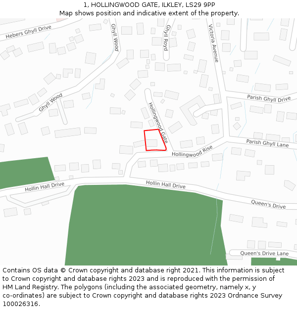 1, HOLLINGWOOD GATE, ILKLEY, LS29 9PP: Location map and indicative extent of plot
