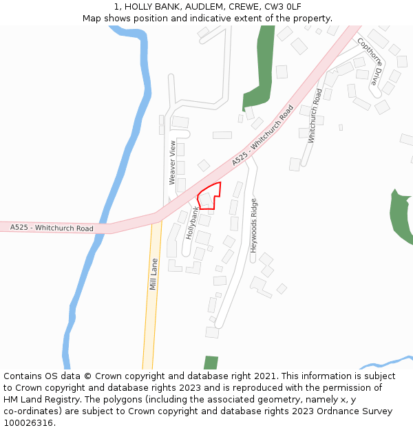 1, HOLLY BANK, AUDLEM, CREWE, CW3 0LF: Location map and indicative extent of plot