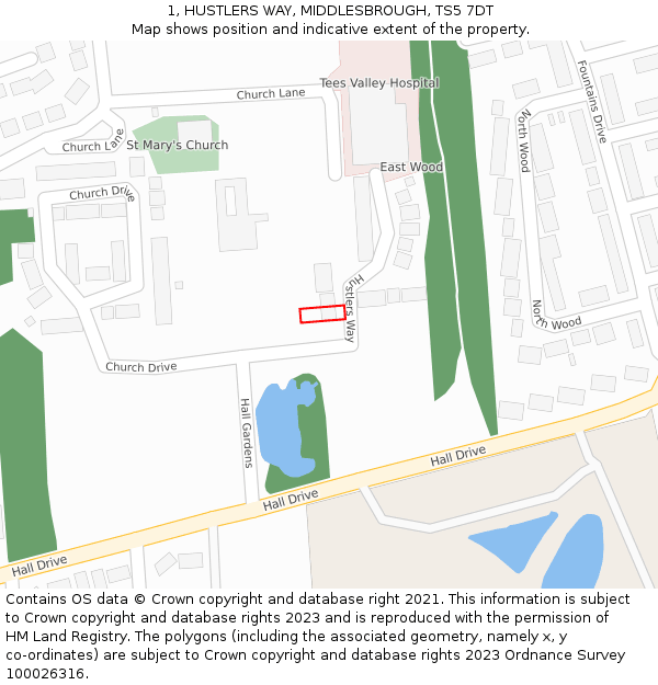 1, HUSTLERS WAY, MIDDLESBROUGH, TS5 7DT: Location map and indicative extent of plot