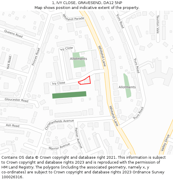 1, IVY CLOSE, GRAVESEND, DA12 5NP: Location map and indicative extent of plot