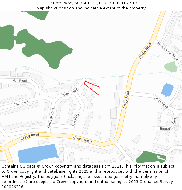 1, KEAYS WAY, SCRAPTOFT, LEICESTER, LE7 9TB: Location map and indicative extent of plot