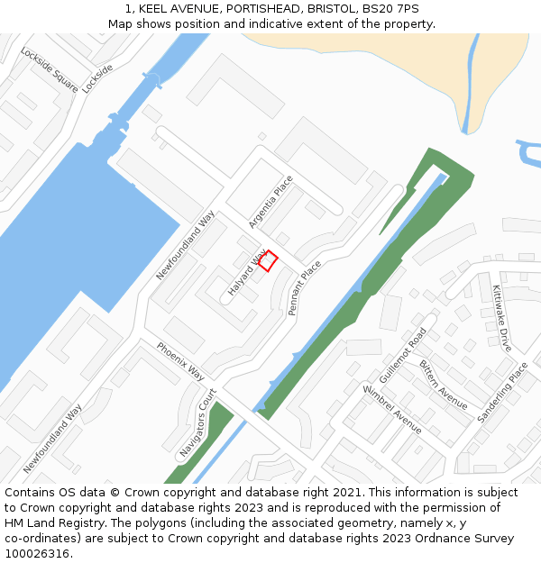 1, KEEL AVENUE, PORTISHEAD, BRISTOL, BS20 7PS: Location map and indicative extent of plot