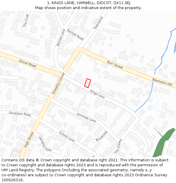 1, KINGS LANE, HARWELL, DIDCOT, OX11 0EJ: Location map and indicative extent of plot