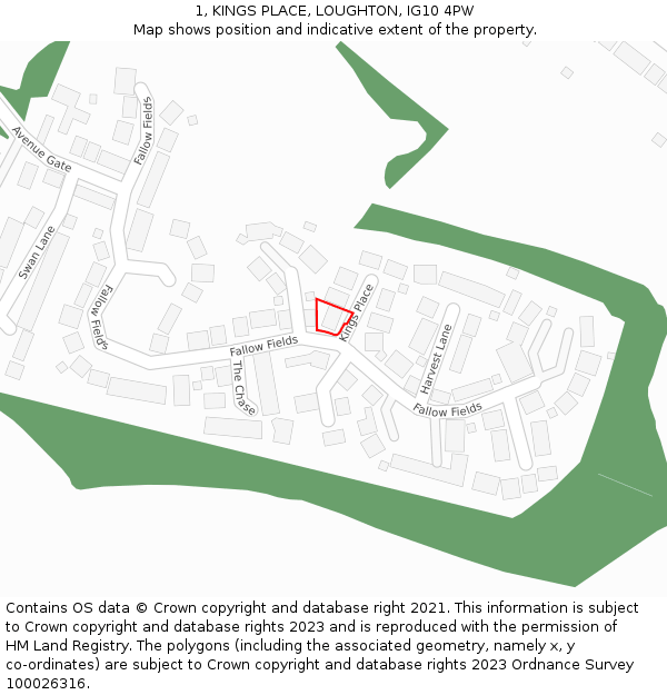 1, KINGS PLACE, LOUGHTON, IG10 4PW: Location map and indicative extent of plot