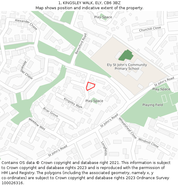 1, KINGSLEY WALK, ELY, CB6 3BZ: Location map and indicative extent of plot