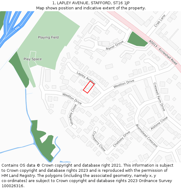 1, LAPLEY AVENUE, STAFFORD, ST16 1JP: Location map and indicative extent of plot